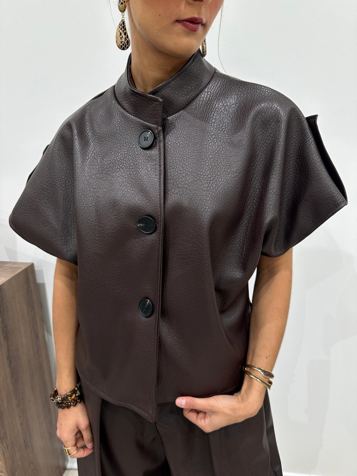 Veste Effet Cuir Chocolat – Edwin