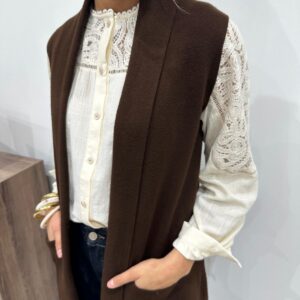 Gilet Long Sans Manches à Franges - Ludivine