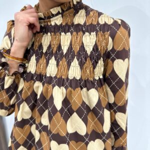 Blouse Imprimée Cœurs Chocolat - Marianne