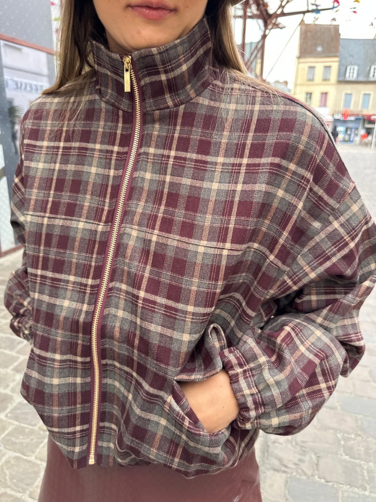 Veste à Carreaux Zippé – Camille