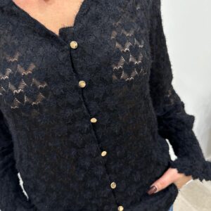 Blouse en Dentelle à Motifs Cœurs Noire – Esmeralda