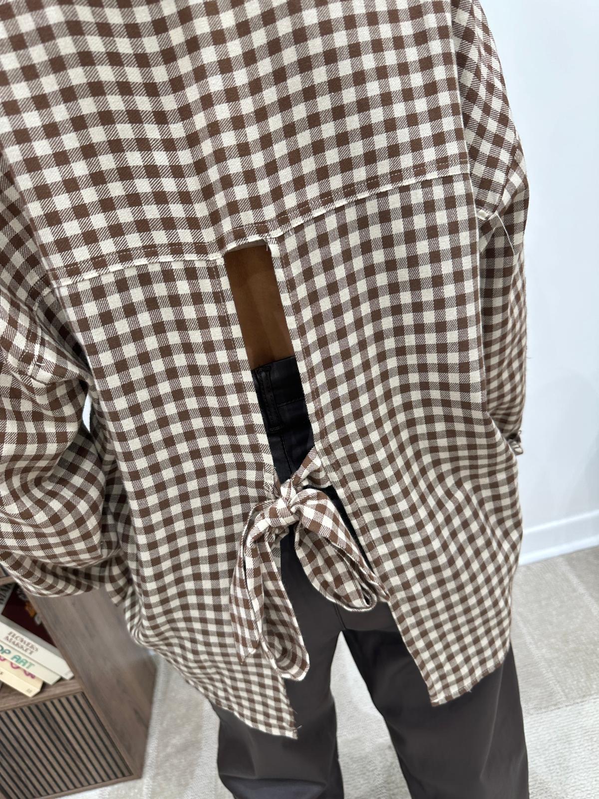 Chemise Vichy Chocolat à Dos Ouvert – Azéliane