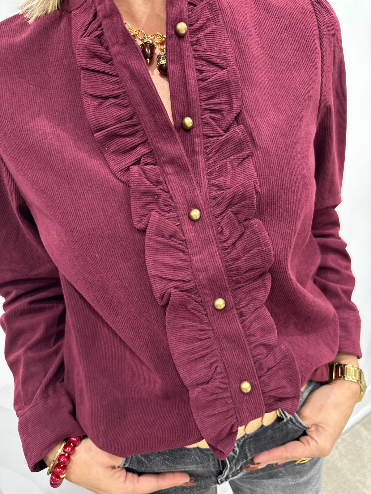 Chemise en Velours Côtelé à Volants – Floréane