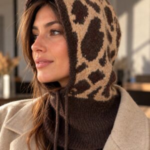 Cagoule Léopard Chocolat en Maille – Anélise