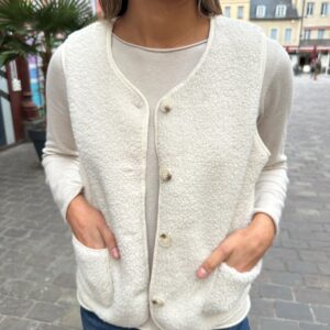 Gilet Sans Manches Effet Mouton Beige – Eudoxie