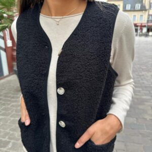 Gilet Sans Manches Effet Mouton Noir – Eudoxie