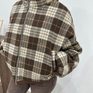 Veste à Carreaux Chocolat et Beige – Maïline