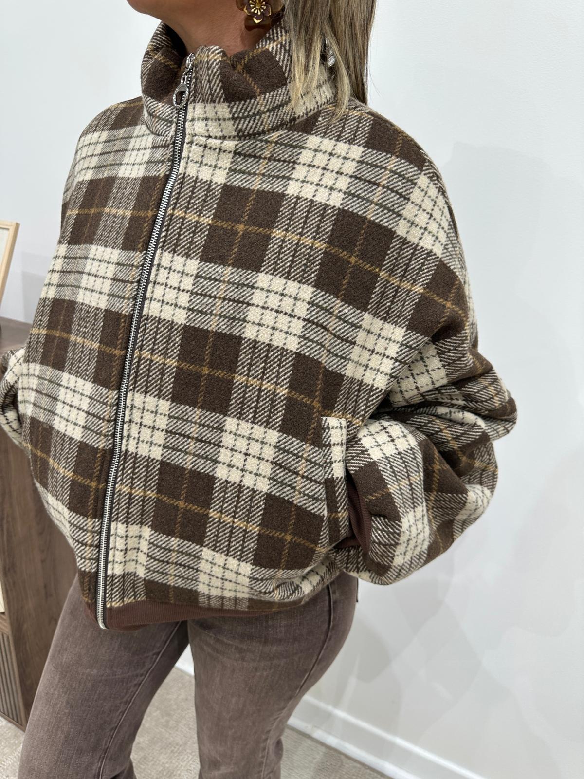 Veste à Carreaux Chocolat et Beige – Maïline