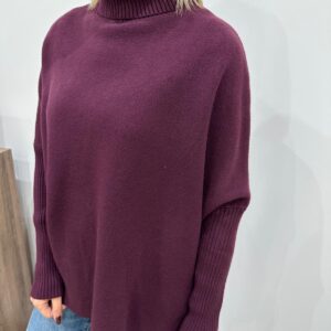Pull Oversize à Col Roulé Bordeaux – Ismérie