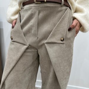 Pantalon à Plis Originaux Beige – Auréline