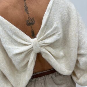 Pull à Dos Ouvert et Joli Nœud Beige – Éméria