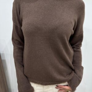 Pull à Finitions Duveteuses Chocolat – Célénia