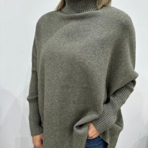 Pull Oversize à Col Roulé Kaki – Ismérie