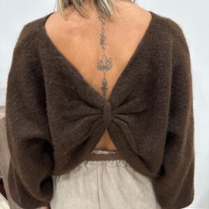 Pull à Dos Ouvert et Joli Nœud Chocolat – Éméria