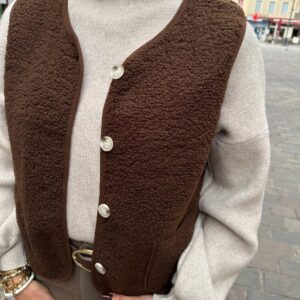 Gilet Sans Manches Effet Mouton Chocolat – Eudoxie