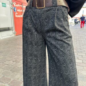 Pantalon Large Noir Chiné – Franscine