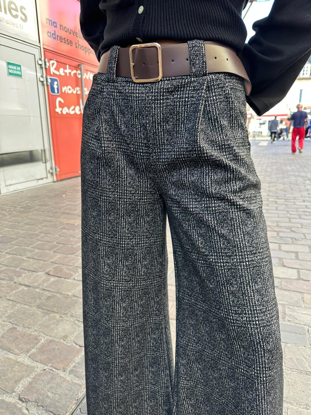 Pantalon Large Noir Chiné – Franscine