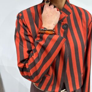 Veste Courte à Rayures Terracotta et Chocolat - Alméa