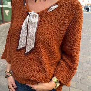 Pull en Maille Brillant avec foulard – Freya
