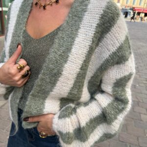 Gilet Rayé Kaki et Écru - Elysane