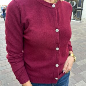 Gilet Bordeaux à Boutons Bijoux - Auréliana