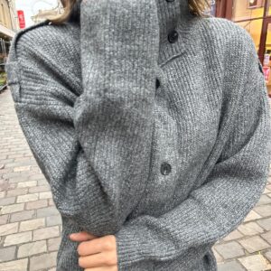 Gilet Gris Chiné à Col Montant - Gino