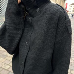 Gilet Noir à Col Montant - Gino