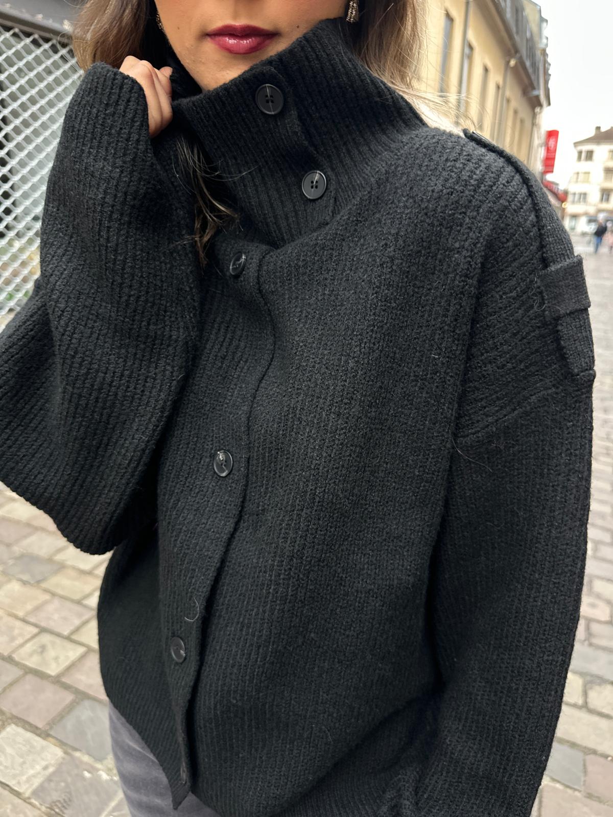 Gilet Noir à Col Montant – Gino