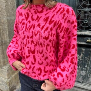 Pull Léopard Rose Fuchsia et Rouge – Corey