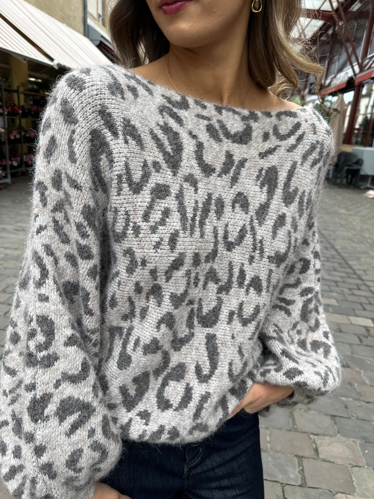 Pull Léopard Taupe et Chocolat – Corey