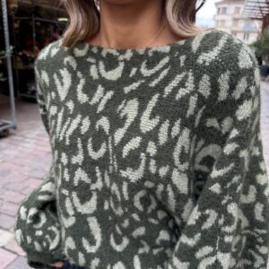 Pull Léopard Kaki et Vert Clair - Corey