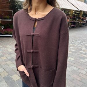 Gilet Chocolat à Boutons Chinois – Émérance
