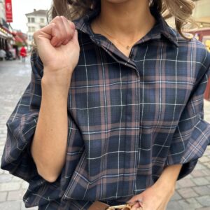 Chemise Oversize à Carreaux Marine et Chocolat – Elorie