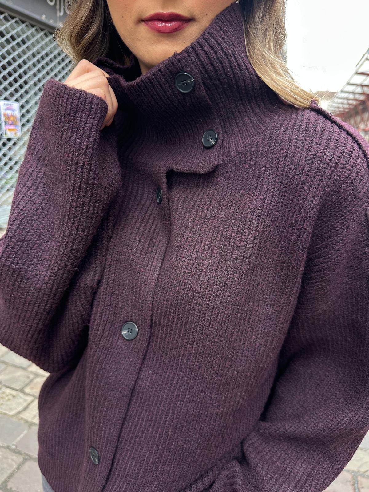 Gilet Bordeaux à Col Montant – Gino