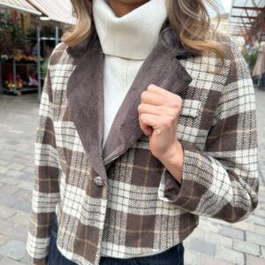 Veste Courte à Carreaux Chocolat - Orianelle