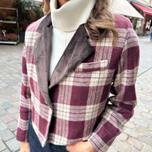 Veste Courte à Carreaux Bordeaux - Orianelle