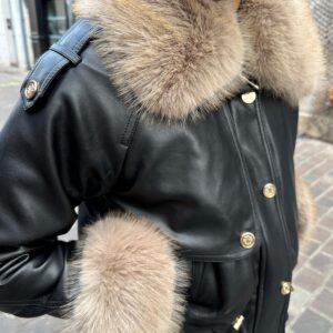 Blouson Noir Effet Cuir Fourré – Alméline