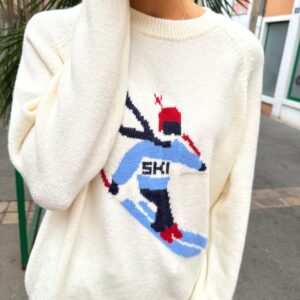 Pull Écru à Motif Skieur – Nivéline