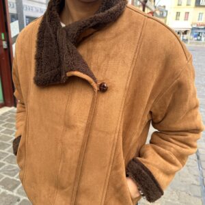 Blouson Camel Effet Suédine Fourré – Mélisandre