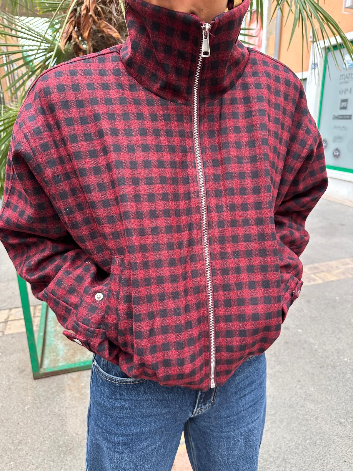 Blouson à Carreaux Rouge et Noir – Valézia
