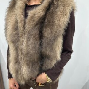 Gilet Sans Manches en Fausse Fourrure Beige – Lilithe