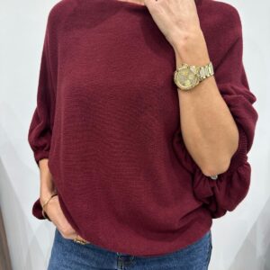 Pull Bordeaux à Manche Bouffantes - Éloréa